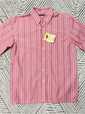 BTL Pink Multi-Stripe Casual Button-Down Shirt